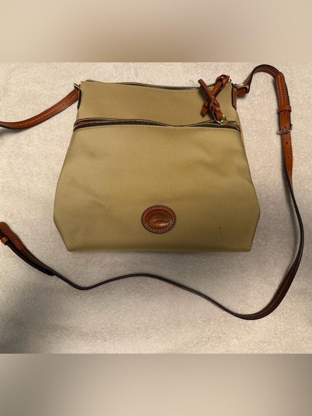Dooney & Bourke Tan Crossbody with Brown Leather Trim